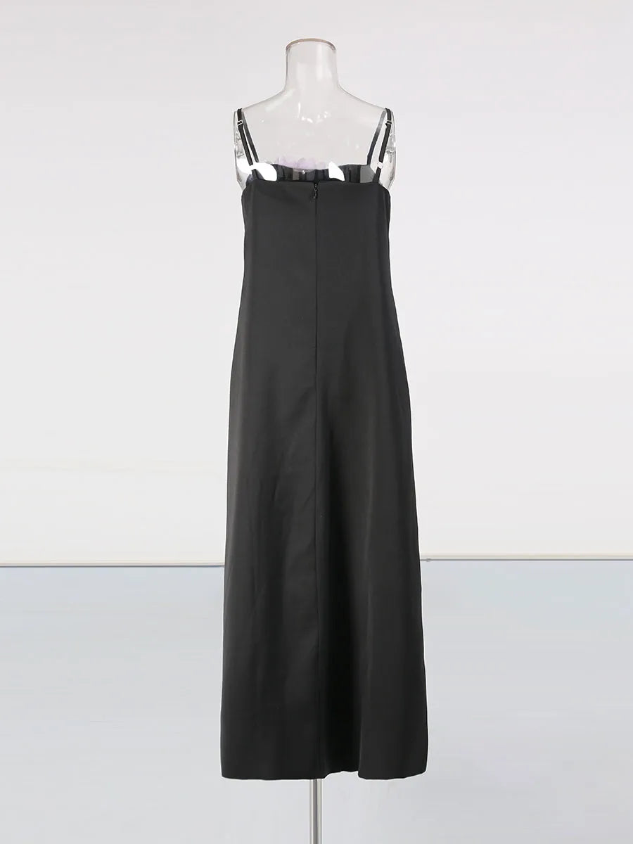 3D Flower Dress | Back Black