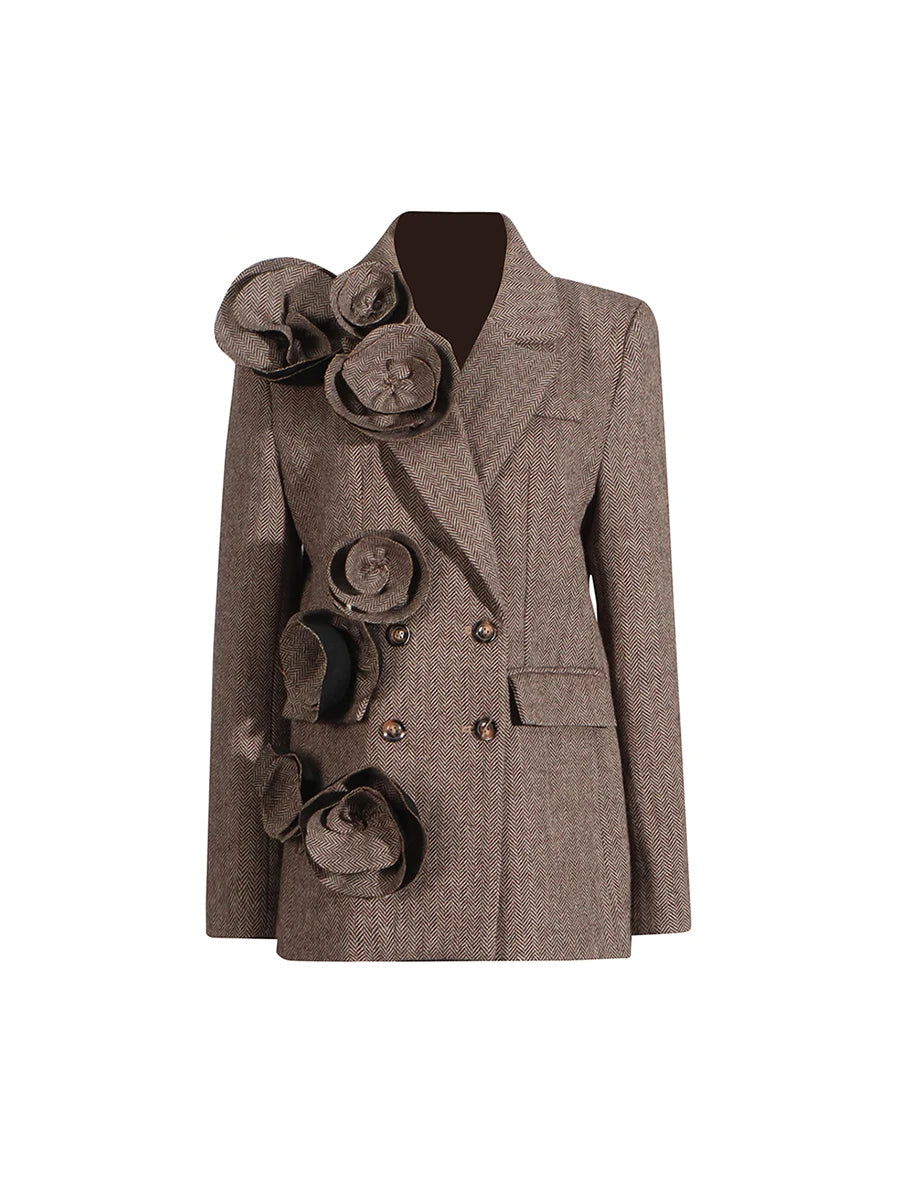 Zalia Atelier | Appliques Coffee Blazer
