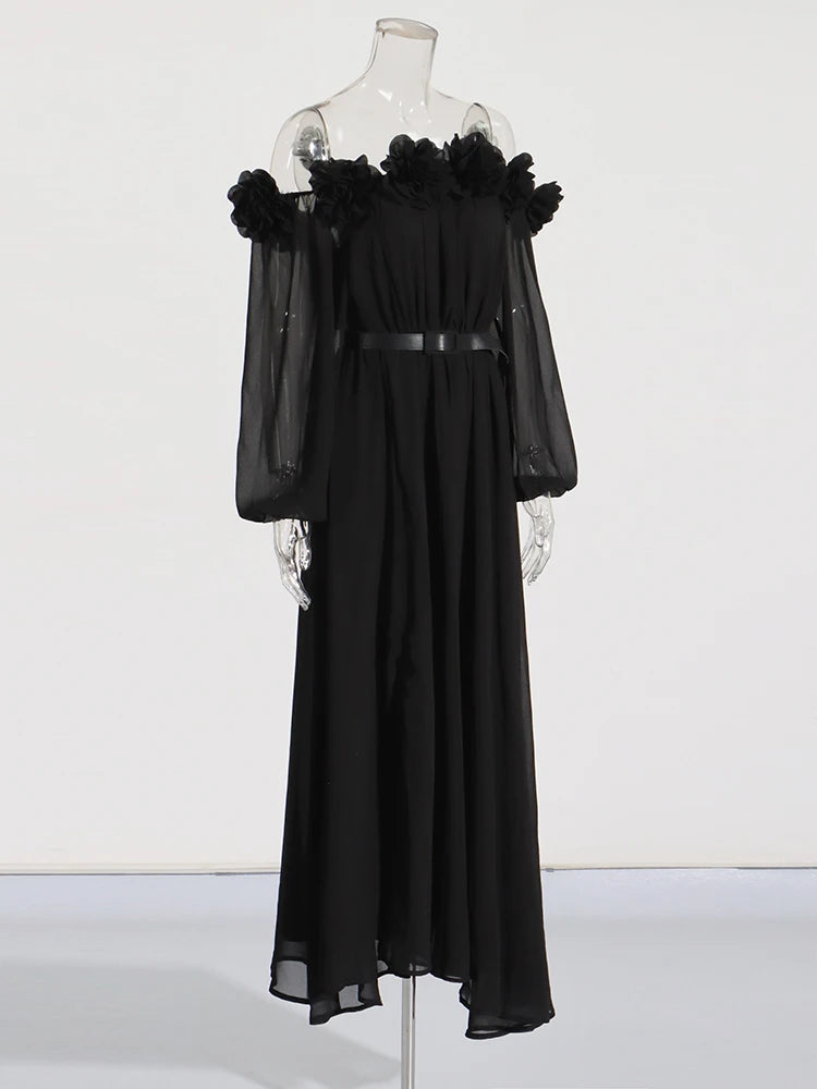 Zalia Atelier | Appliques Maxi Dress Black