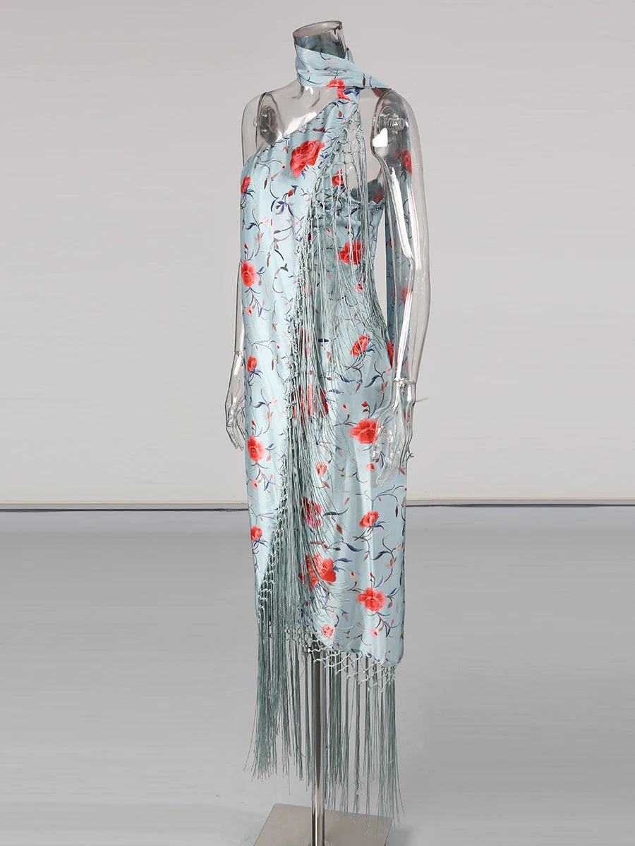 Zalia Atelier | Asymmetrical Tassels Dress