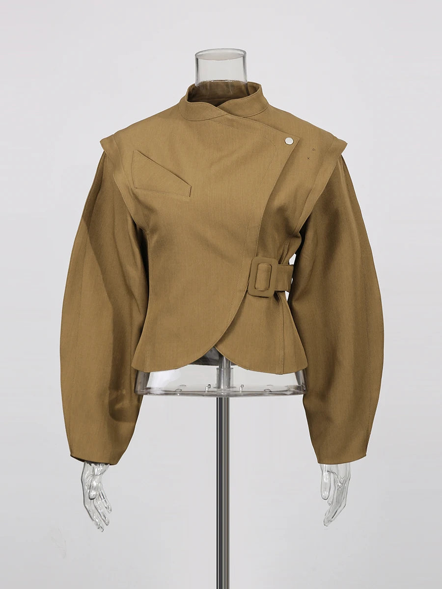 Zalia Atelier | Khaki Batwing Sleeves Jacket