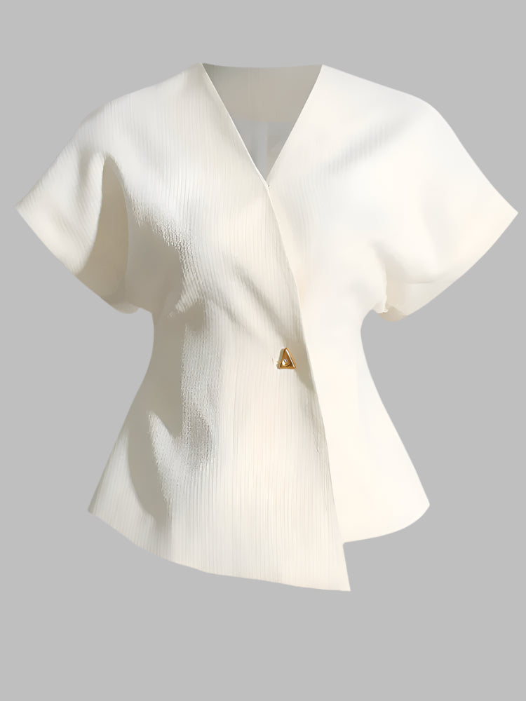 Zalia Atelier | Beige Top Wide Short Sleeves