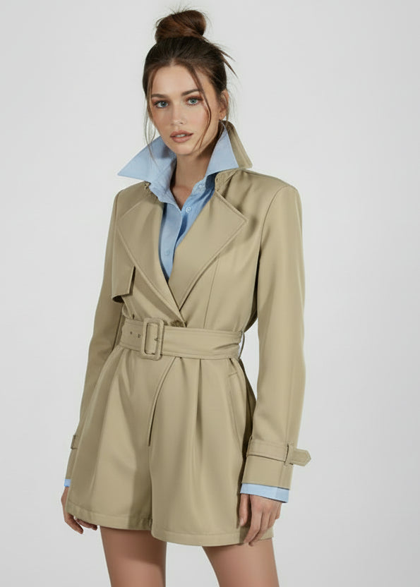 Khaki Belted Romper | Zalia Atelier | Helsa dupe