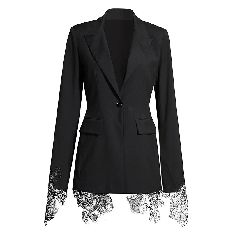 Black Lace Trim Blazer