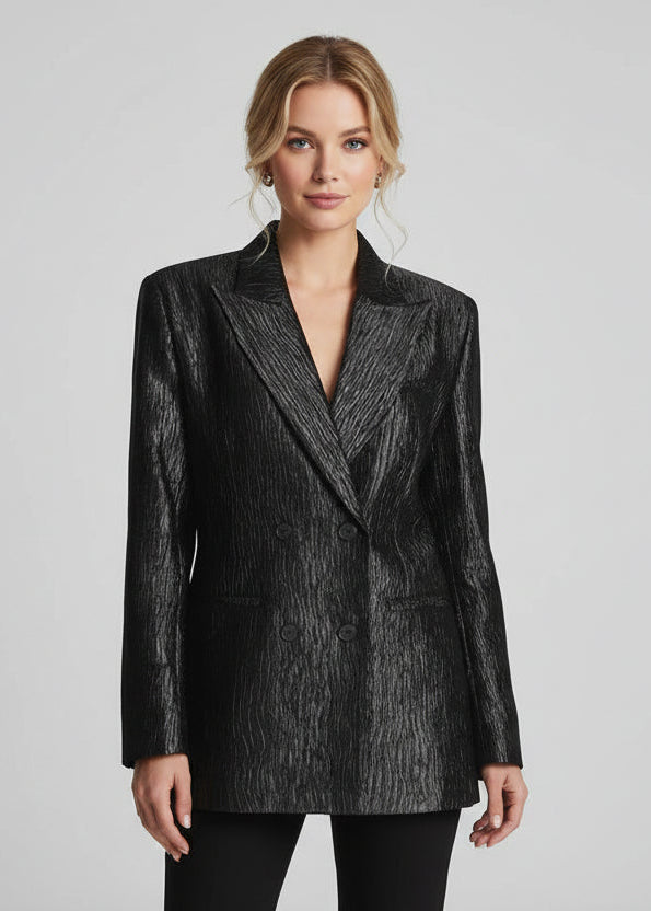 Black Textured Blazer | Zalia Atelier