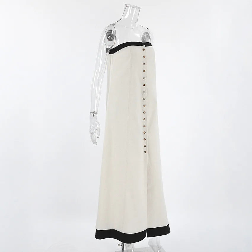 Zalia Atelier | Black Trim Strapless Dress