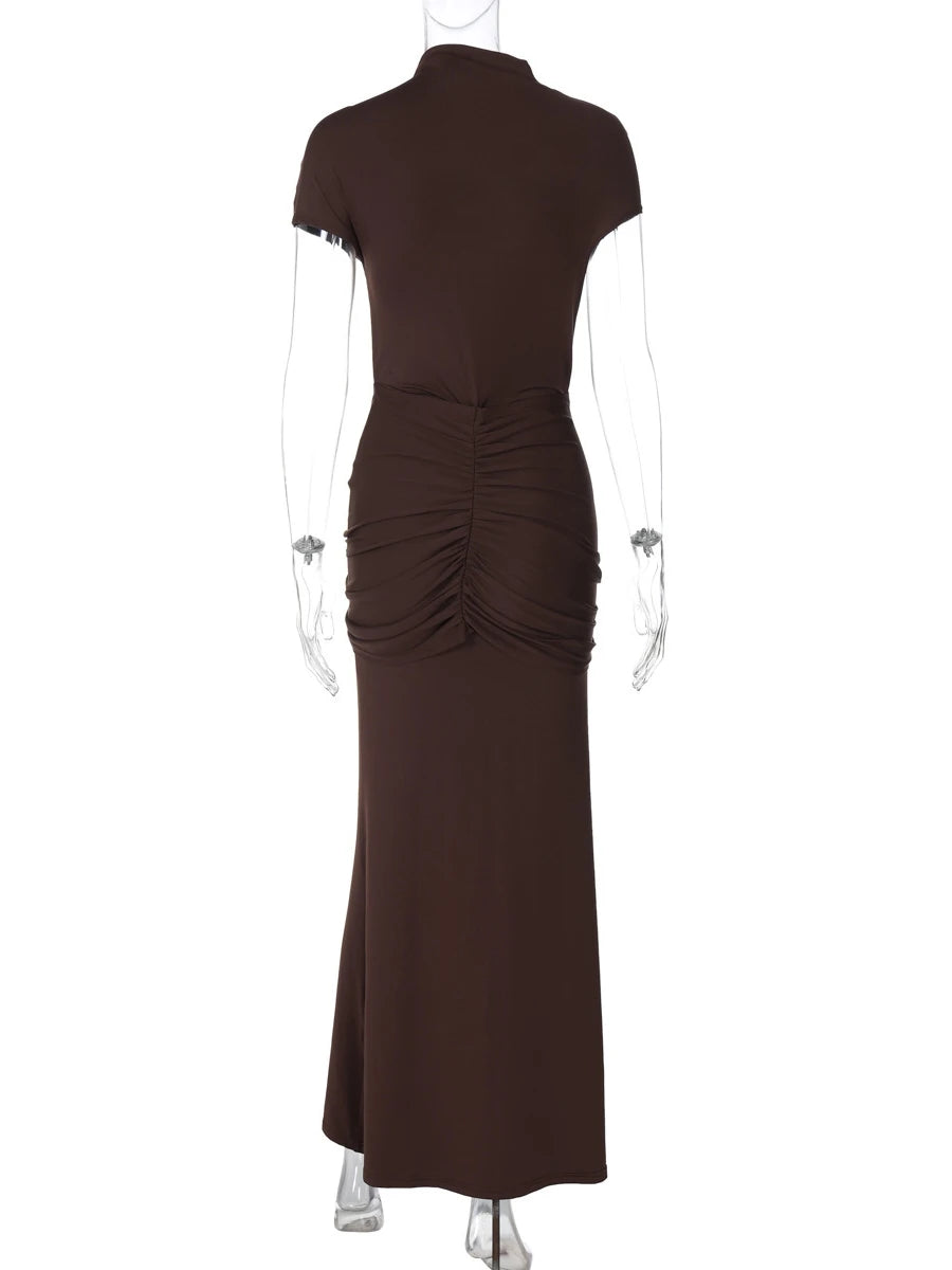 Brown Ruched Dress Back