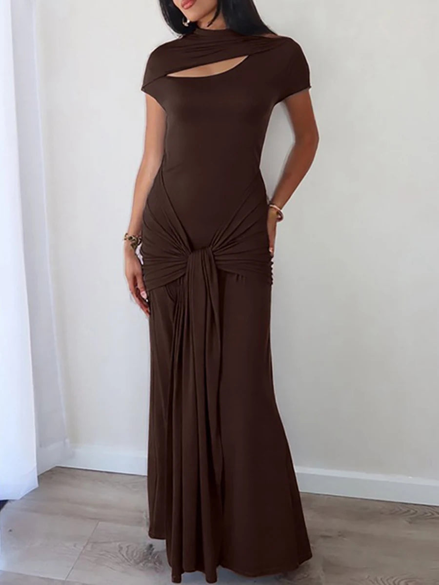 Brown Ruched Dress