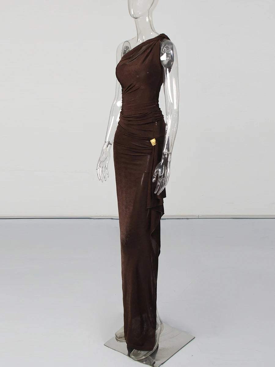 Zalia Atelier | Brown Skirt Set | Side