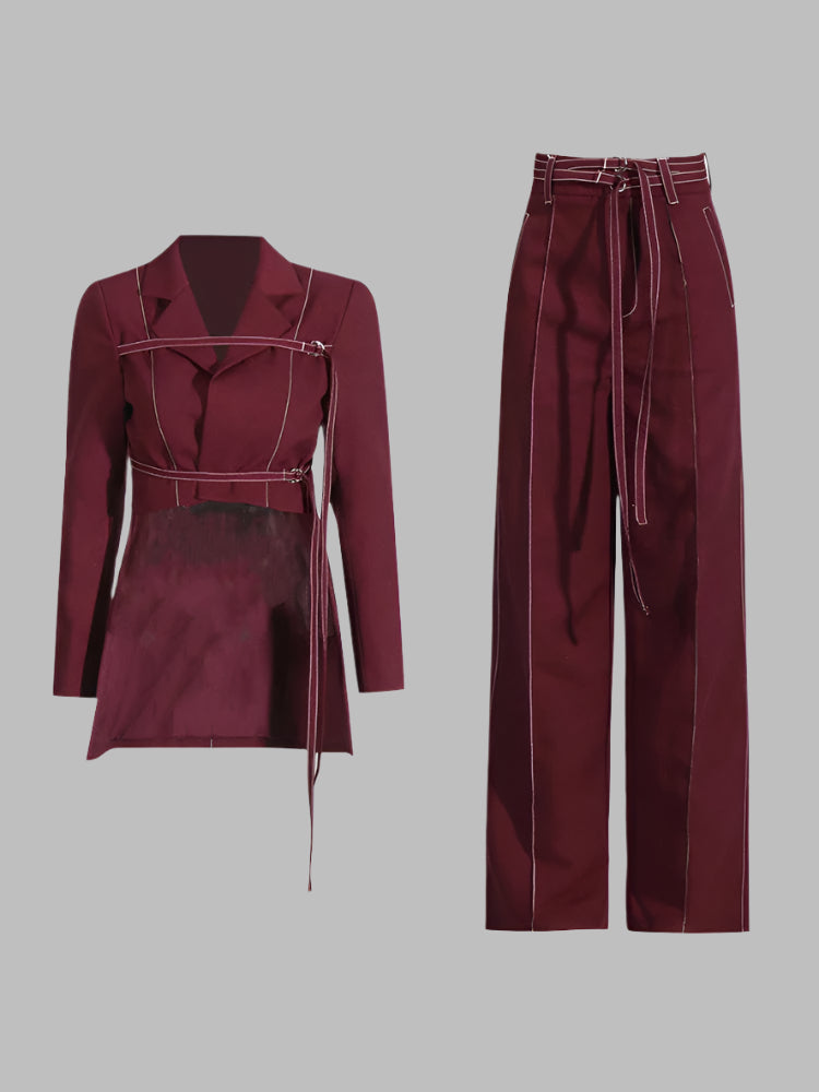Zalia Atelier | Burgundy Pants Set
