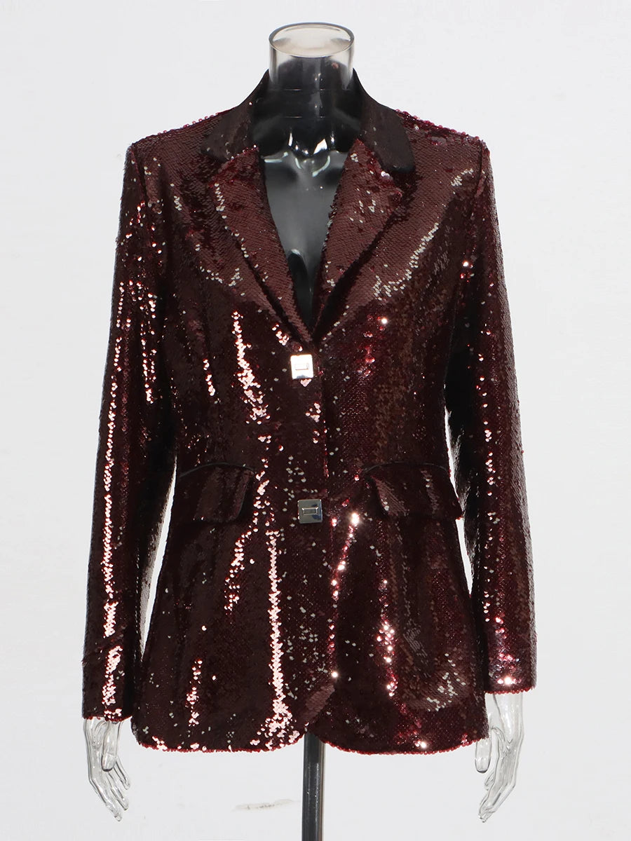 Burgundy Sequins Blazer | Zalia Atelier