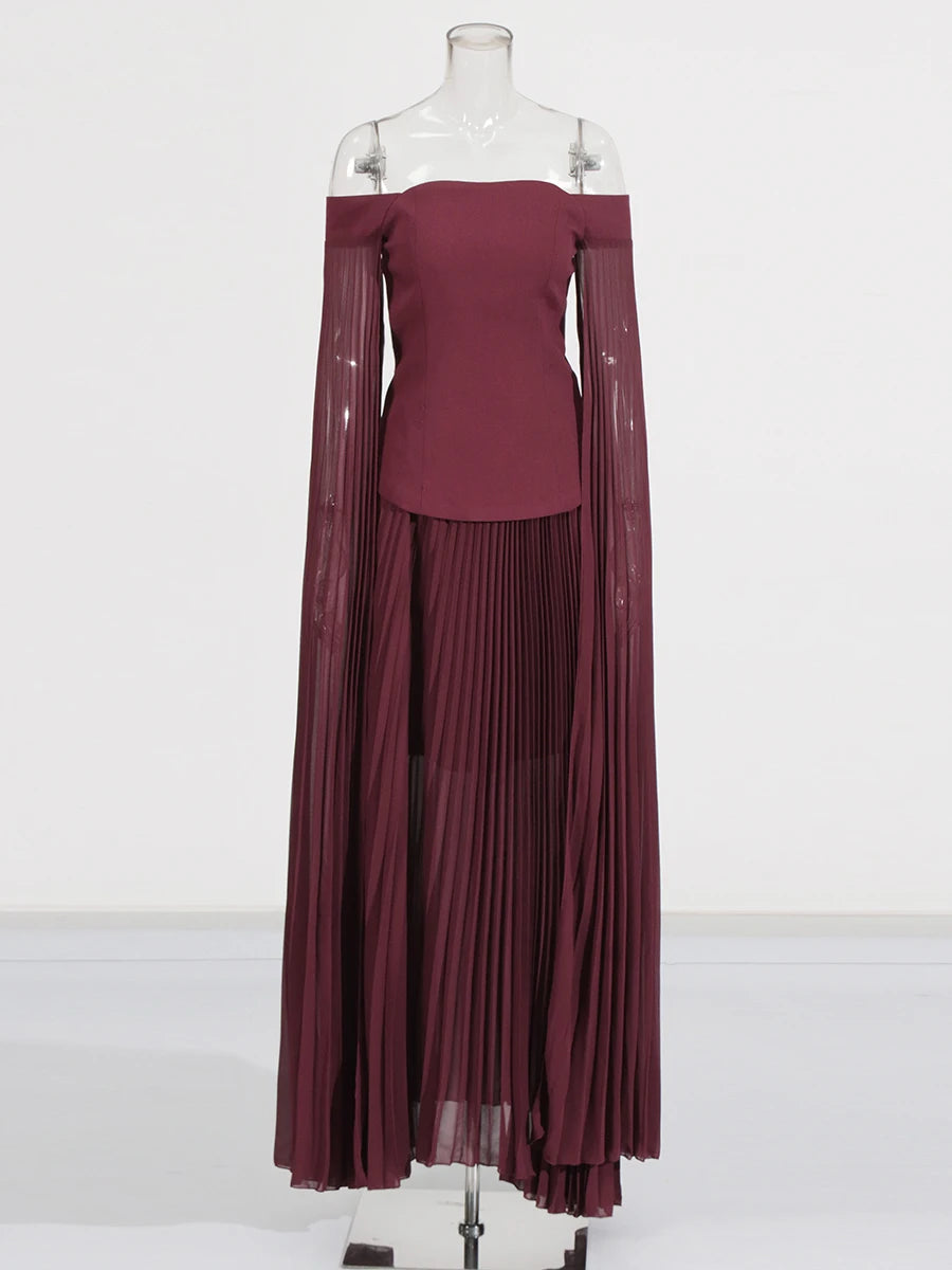 Zalia Atelier | Burgundy Top and Skirt