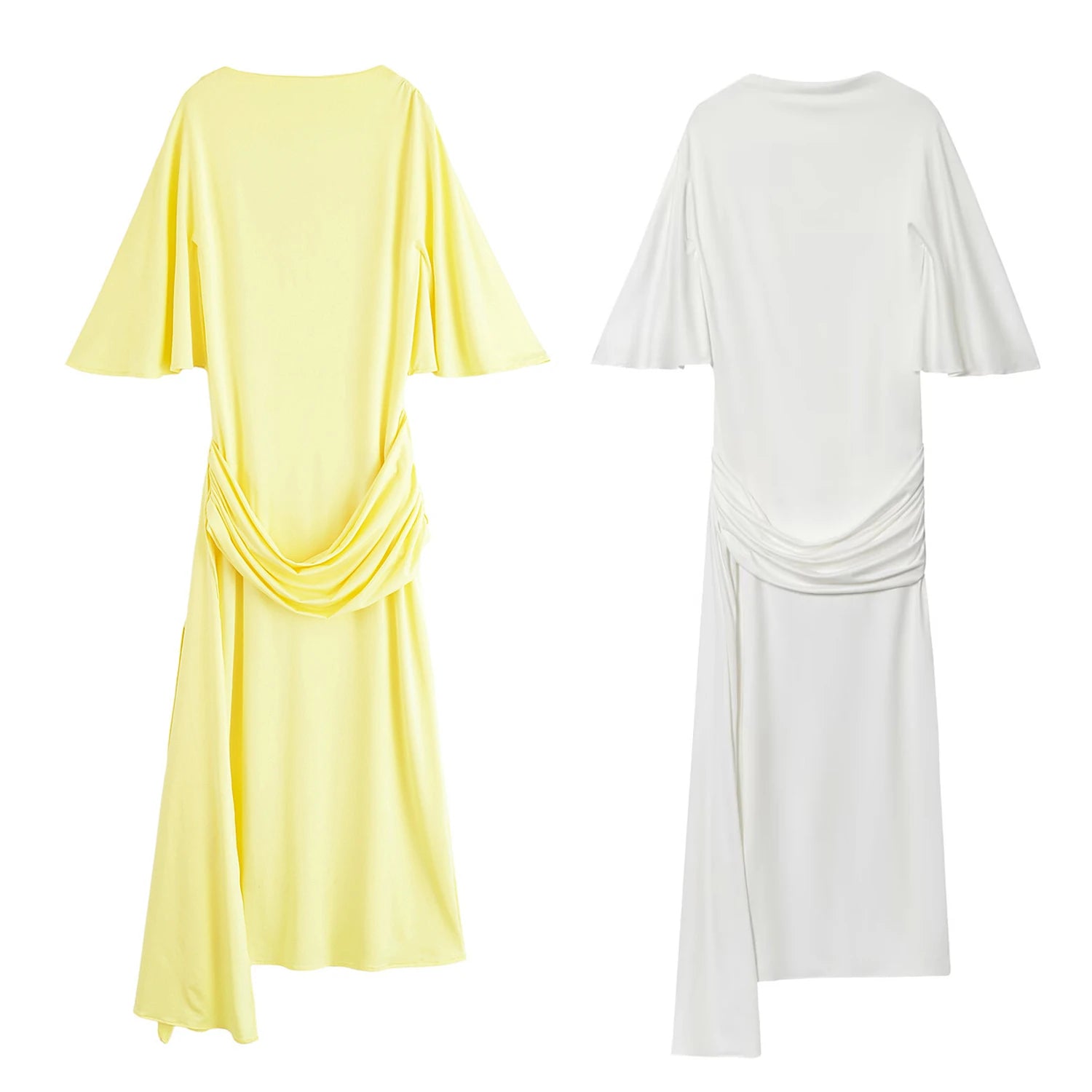 Butter Yellow and White Backless Maxi Dress | Zalia Atelier