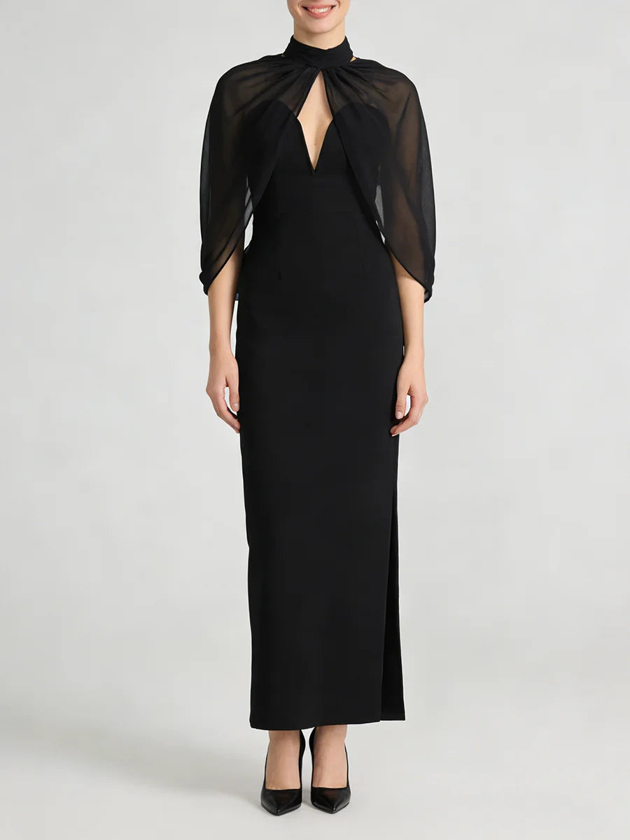 Zalia Atelier - Cape Sleeve Dress Black