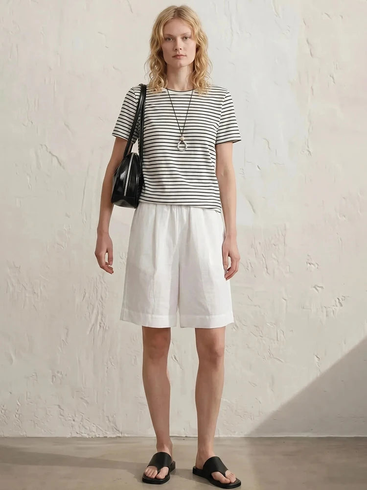 Zalia Atelier - Cotton Bermuda Shorts White