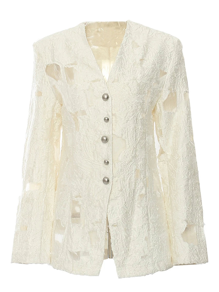 Zalia Atelier | Cream Patchwork Jacket