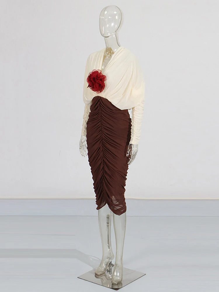 Zalia Atelier | Draped Dress Floral Applique | Magda Butrym Dupe