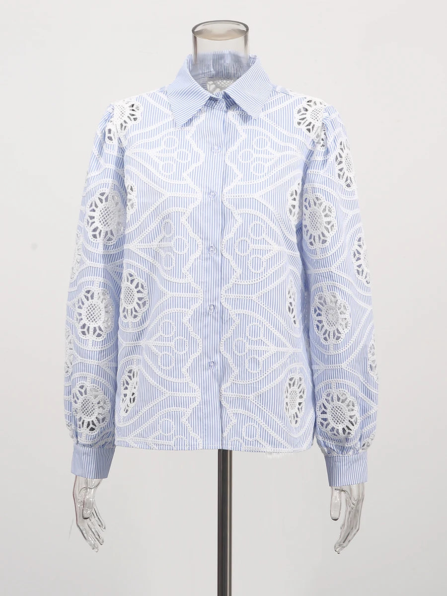 Zalia Atelier | Embroidered Lace Shirt