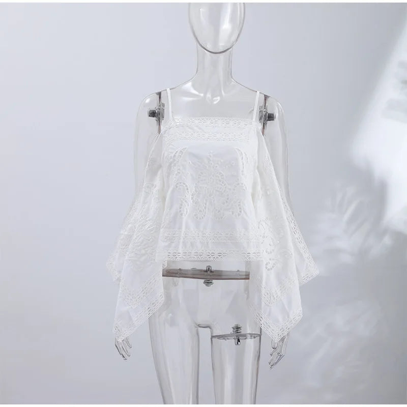 Zalia Atelier - White Embroidered Top