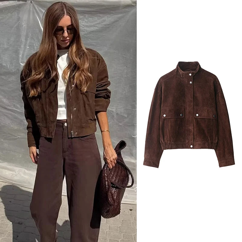 Faux Suede Brown Jacket - Zara Dupe