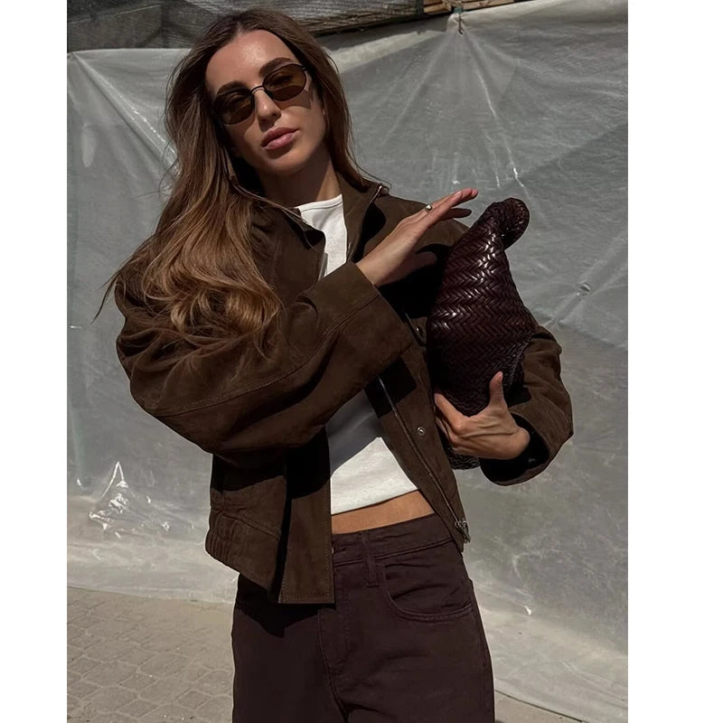 Faux Suede Brown Jacket - Zara Dupe