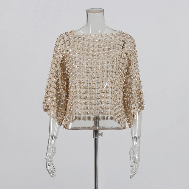 Zalia Atelier | Patchwork Pearls Top 3/4 sleeves