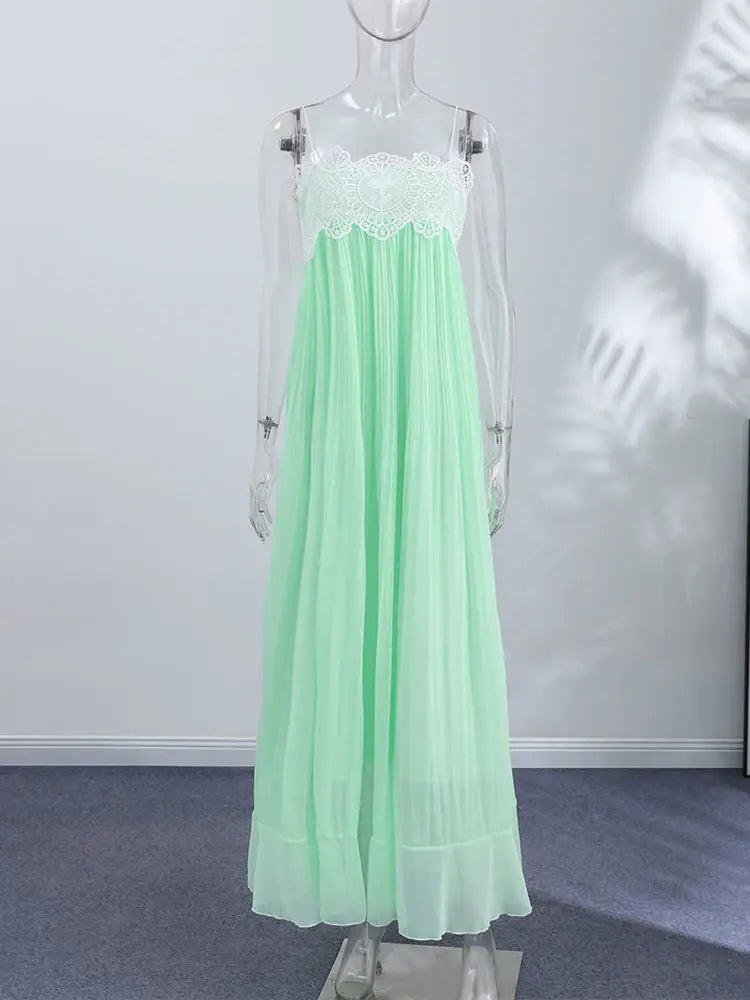 Zalia Atelier - Mint Green Lace Detail Dress