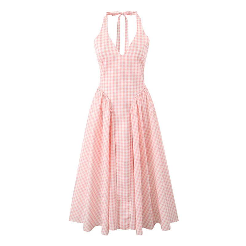 Zalia Atelier | Plaid Halter Midi Dress