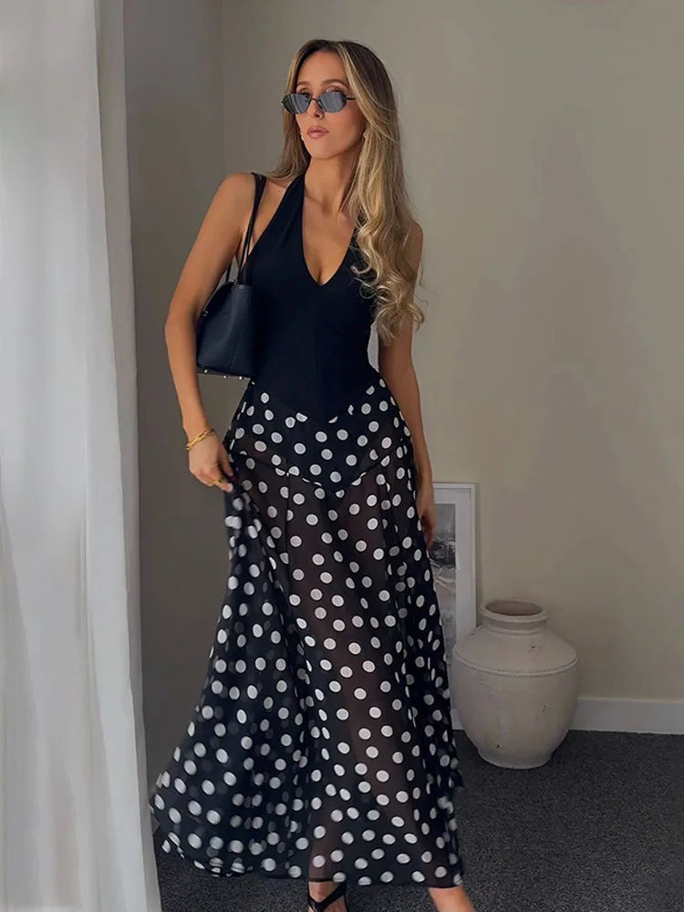 Zalia Atelier - Halter Neck Pleated Midi Dress