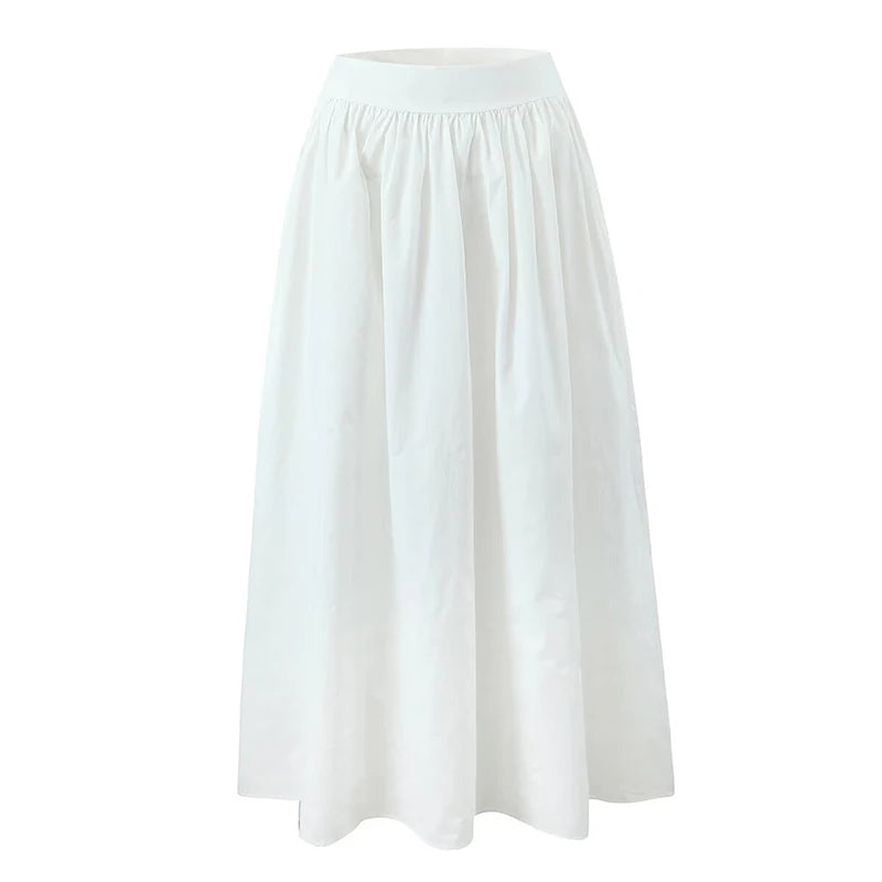 Zalia Atelier - High Waist White Midi Skirt