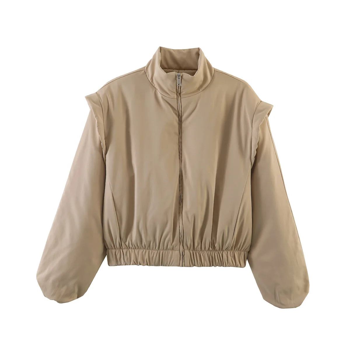 Zalia Atelier | Khaki Satin Bomber Jacket