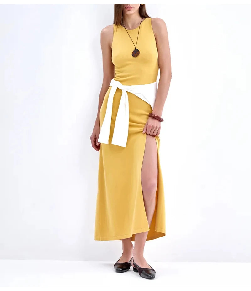 Knit Sleeveless Dress Yellow