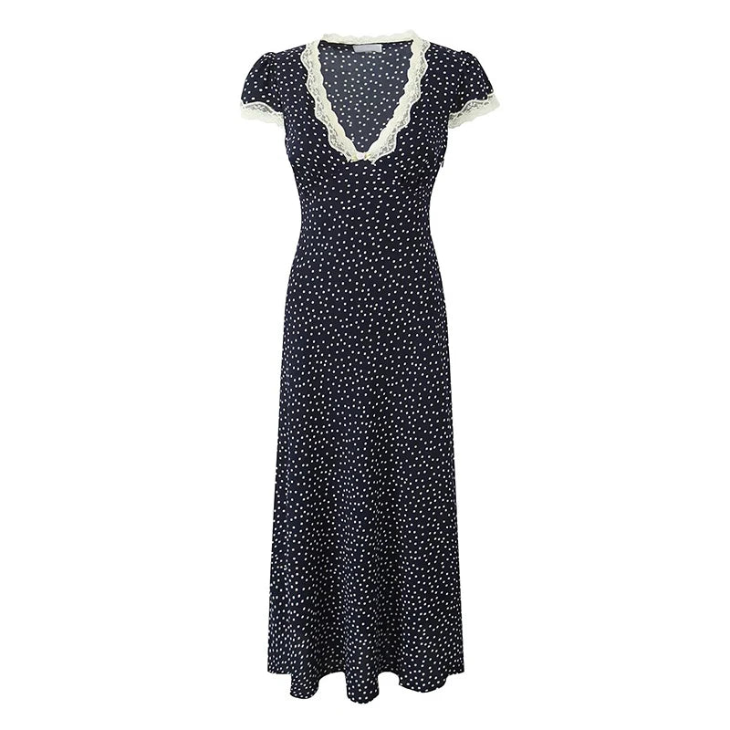 Zalia Atelier - Lace Trim Midi Dress