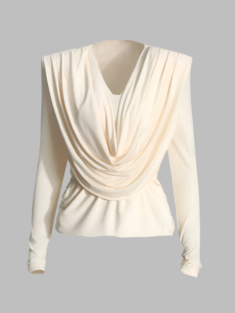 Zalia Atelier | White Long Sleeve Top
