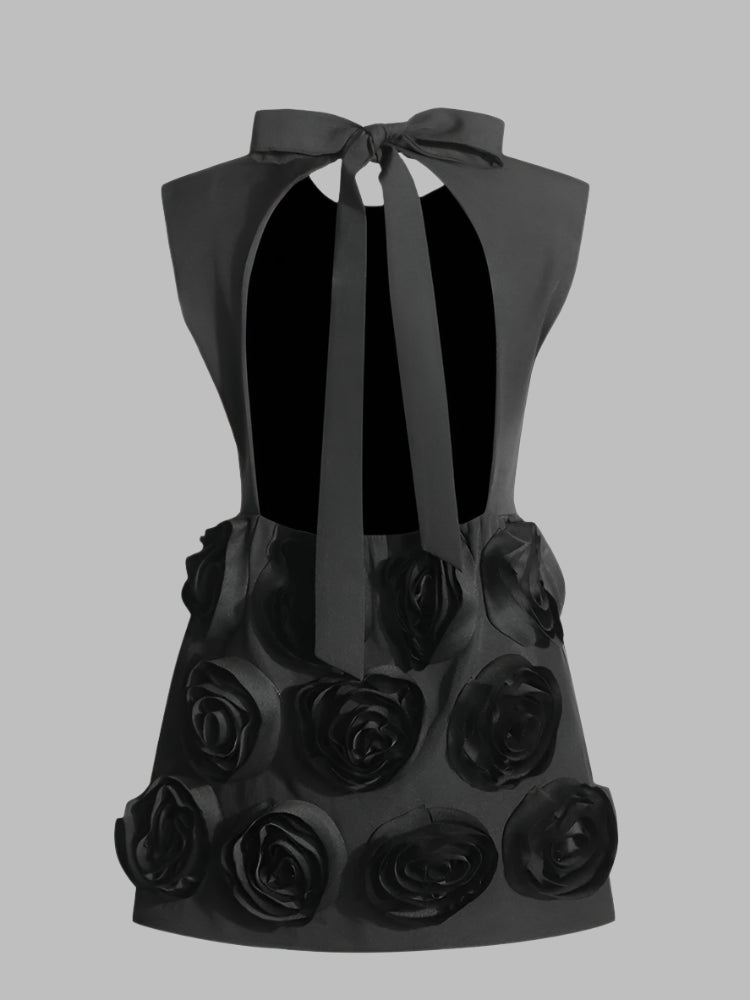 Zalia Atelier | Open Back Flower Appliques Dress