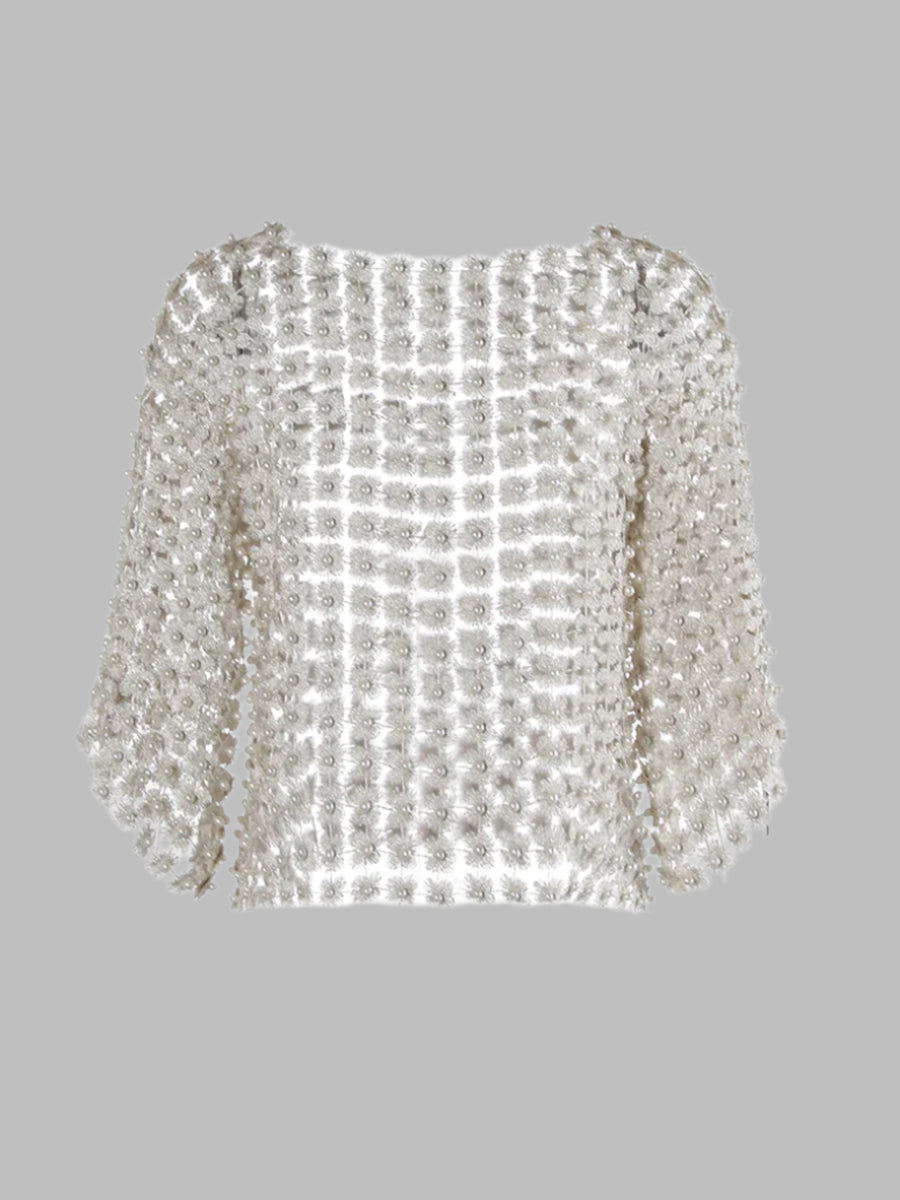 Zalia Atelier | Patchwork Pearls Top 3/4 sleeves