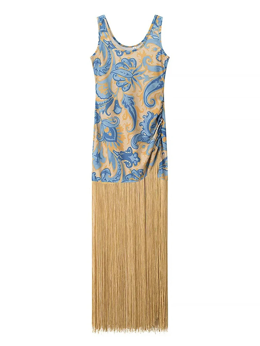 Zalia Atelier - Print and Tassels Dress