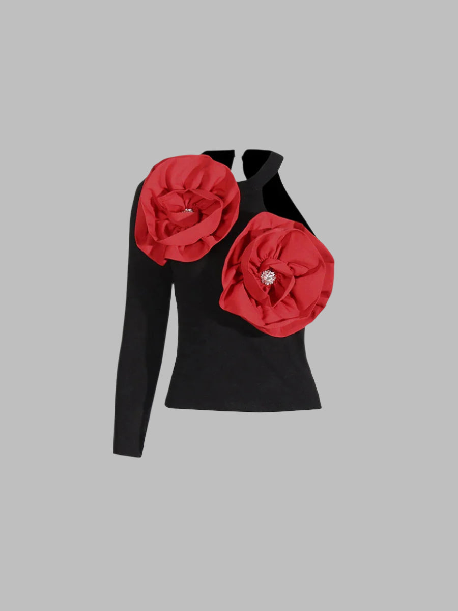 Zalia Atelier | Red Applique Top