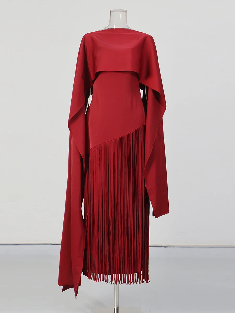 Zalia Atelier | Red Tassels Dress