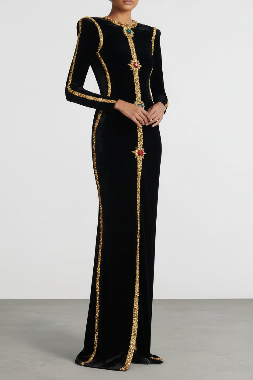 Zalia Atelier | Rhinestones Black Gown