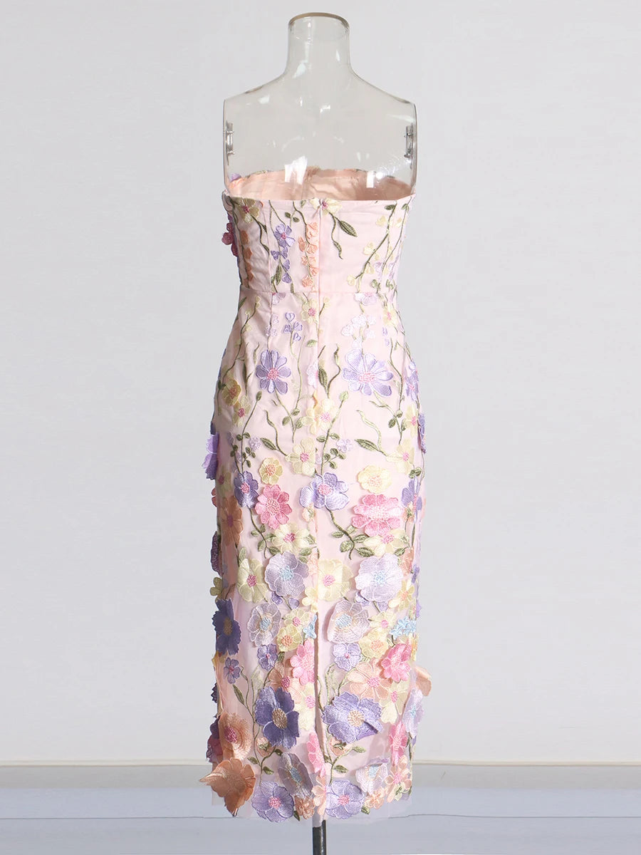 Strapless Appliques Dress