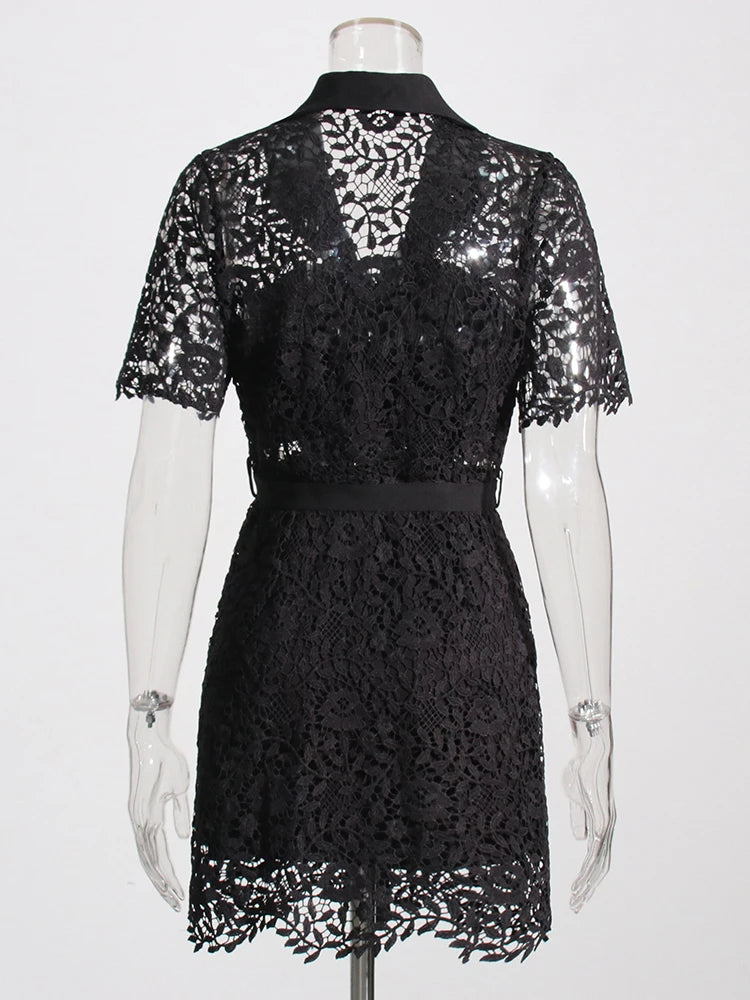Embroidered Lace Mini Dress