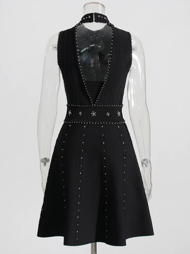 Embroidered Beads Mini Dress