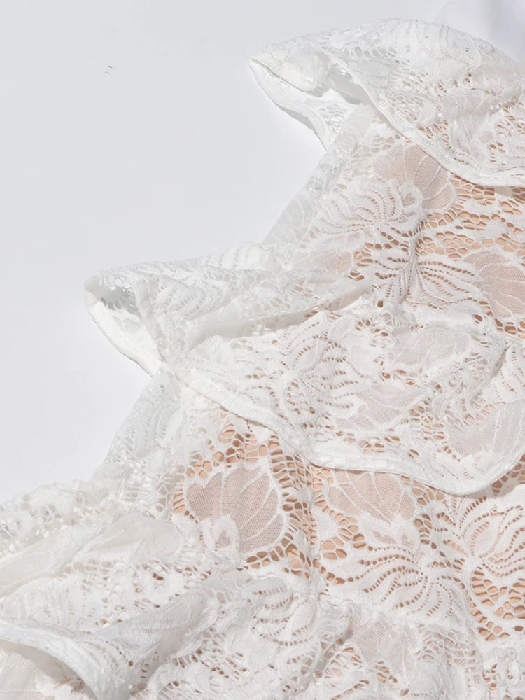Top and Ruffles Lace Skirt Set