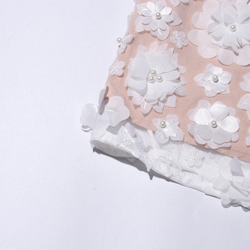 Flower Appliques Mini Dress
