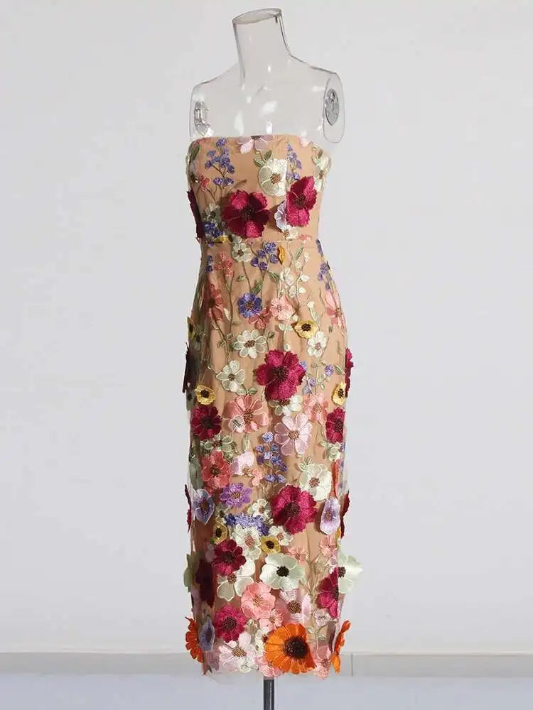Strapless Appliques Dress