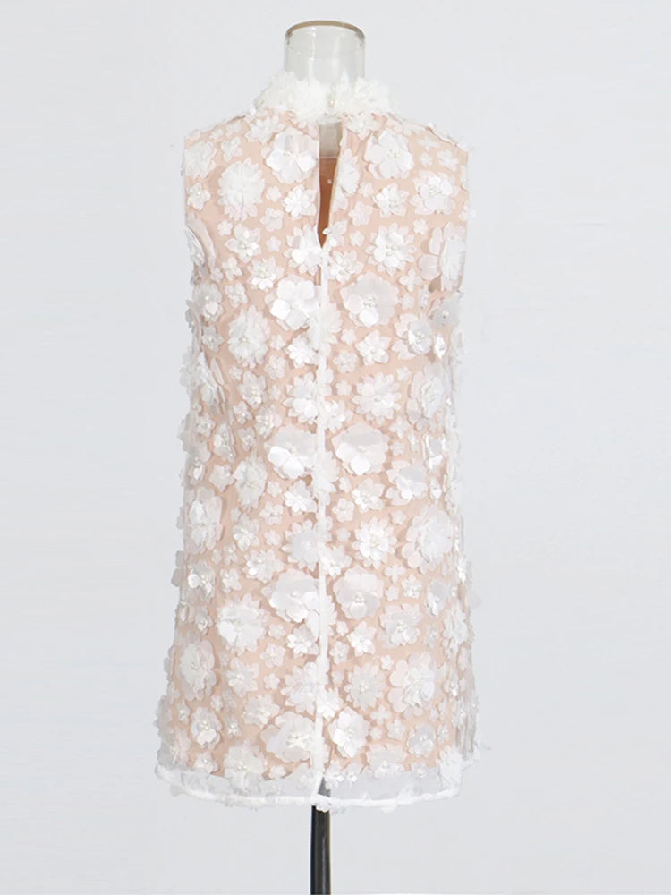 Flower Appliques Mini Dress