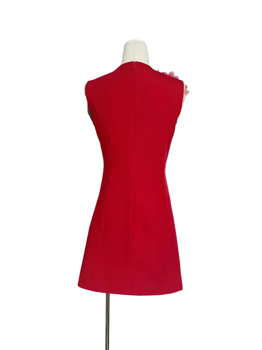 Flower Appliques Mini Dress