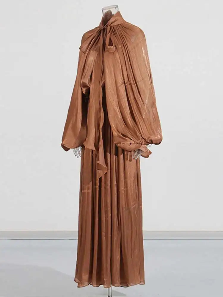 Stand Collar Maxi Dress