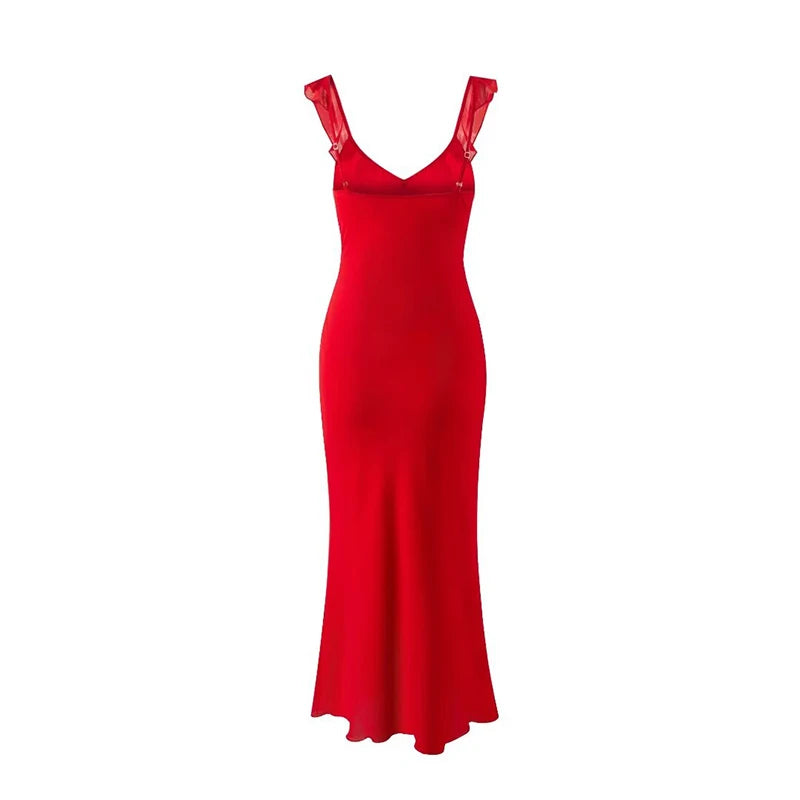 Ruffle Trim Maxi Dress